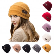 Mujers Classic Boiled Wool Bucket Bowler Cloche Casual Bonnet Buttons Hat T178  eb-83145844